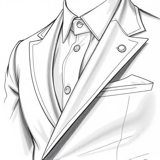 A detailed sketch of a bespoke suit design, showing lapel styles and button placement.