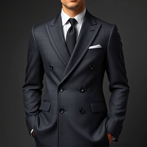 Elegant double-breasted charcoal grey suit